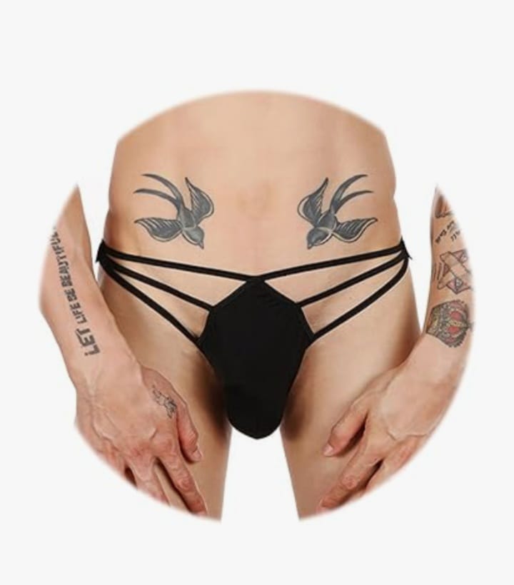 Men's Ice Silk Thong Hollow Out G-Strings Comfortable Breathable Underwear Jockstrap